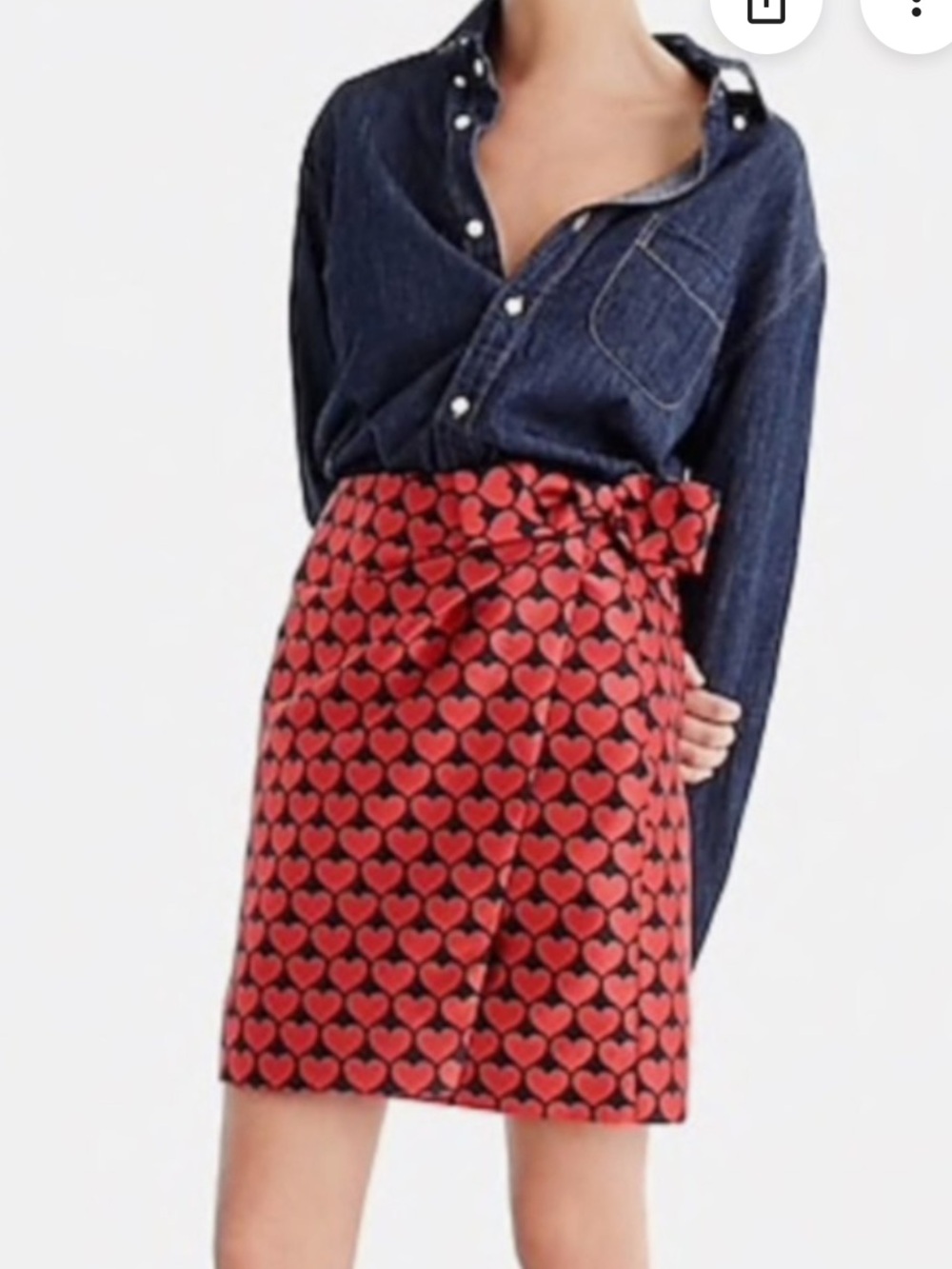 NWT J. Crew Red Heart-Print Mini Wrap Skirt with Bow Detail